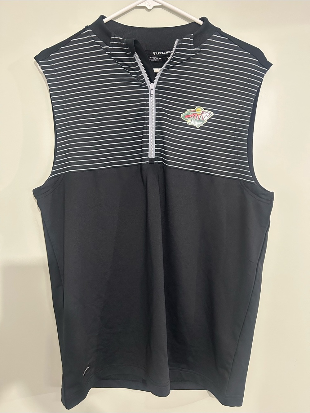 Men’s NHL Minnesota Wild Black Sleeveless Swim Top with Striped Yoke